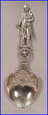 Beautiful Large Marked Sterling Silver High Relief Napoleon Sculpture Spoon