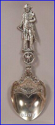 Beautiful Large Marked Sterling Silver High Relief Napoleon Sculpture Spoon