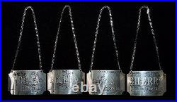 Beautiful Set 4 BOAC Concorde Sterling Silver Liquor Bottle Labels Date Marked