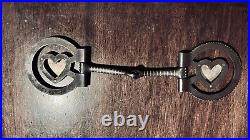 Beautiful Vintage Sterling Silver Inlay Large Chiseled Heart Snaffle Bit Marked