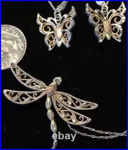 Black Hills Gold Butterfly Dragonfly Set 10k Sterling Solid 10k 18 Coleman QVC