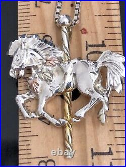 Black Hills Gold Large Coleman 925 Sterling 12k Gold Leaf Carousel Horse 20 QVC