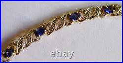 Blue Tanzanite Sterling Silver Gold Vermeil Bracelet 1960-70s Hallmarked