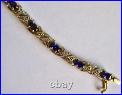 Blue Tanzanite Sterling Silver Gold Vermeil Bracelet 1960-70s Hallmarked