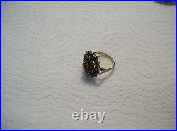 Bohemian Antique Red Rose Cut Garnet Ring Marked 830 Sterling Silver Stunning