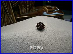 Bohemian Antique Red Rose Cut Garnet Ring Marked 830 Sterling Silver Stunning