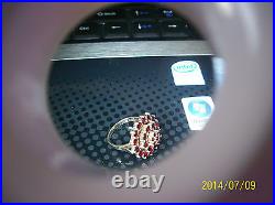 Bohemian Antique Red Rose Cut Garnet Ring Marked 830 Sterling Silver Stunning