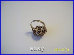 Bohemian Antique Red Rose Cut Garnet Ring Marked 830 Sterling Silver Stunning