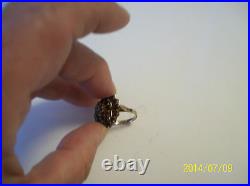 Bohemian Antique Red Rose Cut Garnet Ring Marked 830 Sterling Silver Stunning