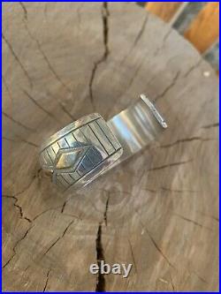Bracelet Cuff Sterling Silver & Gold Overlay EAGLES Navajo Mark Yazzie