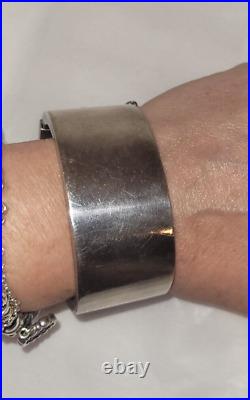 Brenda Schoenfeld Signed Marked Mexico Sterling Silver Wide Bangle Bracelet