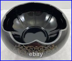 Cambridge Black Amethyst Glass Bowl Sterling Silver Marked