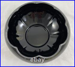 Cambridge Black Amethyst Glass Bowl Sterling Silver Marked