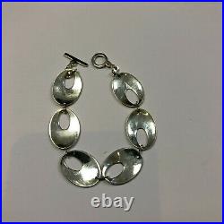 Canada Marked CA 925 Sterling Silver Linked Toggle Bracelet
