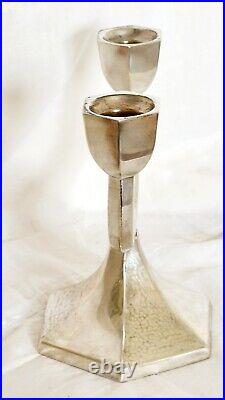 Candelabra Two-armed Art Deco Style Sterling Silver Made In Israel Marked