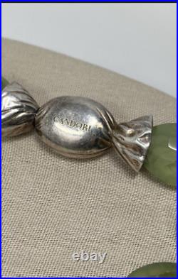 Candori Designer Marked 925 Quartz or Prehnite 19 stone Necklace Green