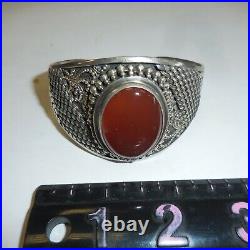 Carnelian Sterling Silver Cuff Bracelet Marked 925 BA Indonesia