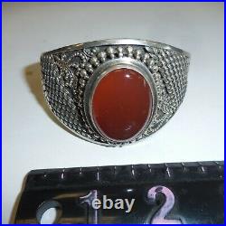 Carnelian Sterling Silver Cuff Bracelet Marked 925 BA Indonesia