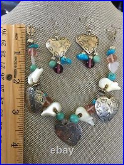 Carolyn Pollack 2 Heart Concha NW Turquoise 7 Bear 925 Southwestern Heart Set