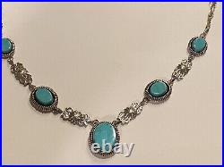 Chaco Canyon Women's Necklace Turquoise Marked Sterling Silver 22 Length