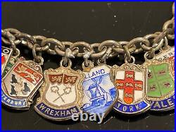 Charm Bracelet Sterling Silver 34 Charms Enamel Cities Countries All Marked 7