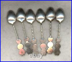 China Sterling Silver Demitasse Spoon Set Bamboo Design 6 Spoons (marked)