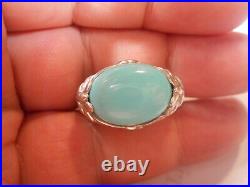 Chinese 5CT Sleeping Beauty Turquoise & Blue Topaz Sterling Cocktail Ring Size 6