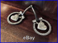 Classic Sterling Silver Inlay Chiseled Heart Snaffle Bit Maker Marked