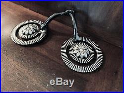 Classic Sterling Silver Inlay Daisy Snaffle Bit Striped Pattern Marked Egarcia