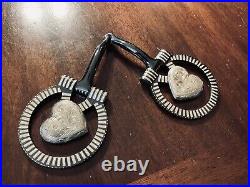 Classic Sterling Silver Overlay Heart Concho Snaffle Bit Maker Marked Garcia