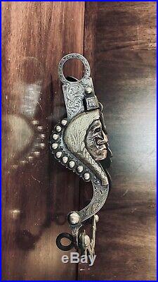 Classic Sterling Silver Overlay Maiden Chief Cheek Spoon Mp Show Bit Mker Marked