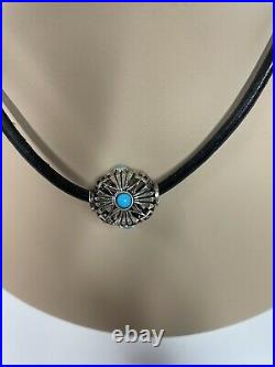 Cord Necklace with Slider? Silver Turquoise? 16long Marked AW
