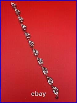 Danecraft Art Deco Sterling Silver Heavy Floral Filigree Necklace 16 & Earrings