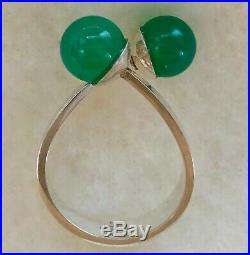 David-Andersen Sterling & Chrysoprase Ring, D-A Norway 1950s Willy Winnaess Mark