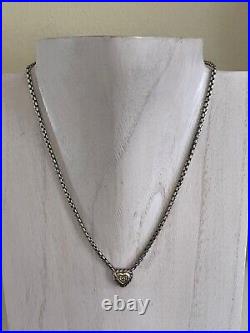 David Yurman Sterling Silver & 18k Gold (750) Rope Twist Necklace w Heart Charm