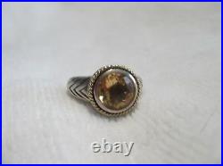 Designer Gold Crown Mark Sterling Silver & 18k Yellow Gold Faceted Citrine Ring