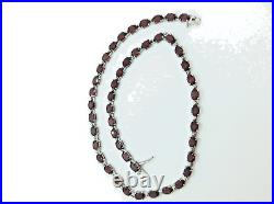 Designer Marked Sterling Silver 925 Garnet Tennis Necklace 23 carats 15 long