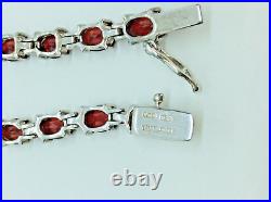 Designer Marked Sterling Silver 925 Garnet Tennis Necklace 23 carats 15 long