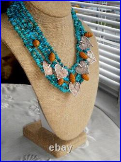 Designer Quality ROSALINE Genuine Turquoise Jade Sterling Silver Chunky Necklace