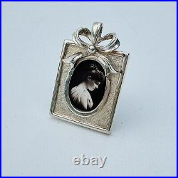 Dollhouse Miniature Sterling Silver Picture Frame With Bow MARKED 925 SIGNED