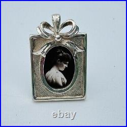 Dollhouse Miniature Sterling Silver Picture Frame With Bow MARKED 925 SIGNED