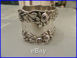 ESTATE Birmingham Marking WIDE Sterling Silver Repousse Lilies Cuff Bracelet