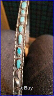 EXCEPTIONAL STERLING TURQUOISE HAT BAND marked Sterling I H