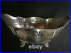 English Marked Pierced Bowl Basket Sterling Silver 7.75 X 4.75 X 3.5 182 G