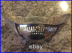 English Marked Pierced Bowl Basket Sterling Silver 7.75 X 4.75 X 3.5 182 G