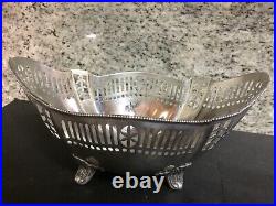 English Marked Pierced Bowl Basket Sterling Silver 7.75 X 4.75 X 3.5 182 G