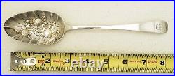 English Sterling Silver Berry Serving Spoon with Figural Berries Marked J. L Made