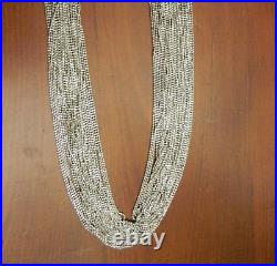 Estate Sterling Silver 925 Wide Curb Chain Multi Strand Necklace Italy 23