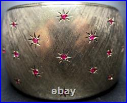 European Crown Mark Sterling Silver Genuine Ruby Vintage Cuff Bracelet