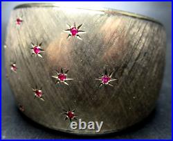 European Crown Mark Sterling Silver Genuine Ruby Vintage Cuff Bracelet